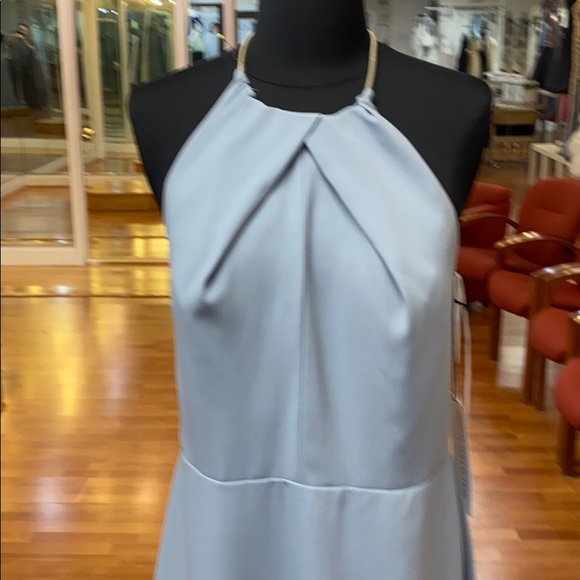 Silver bridesmaid dress with metal neck strap - Picture 2 of 8